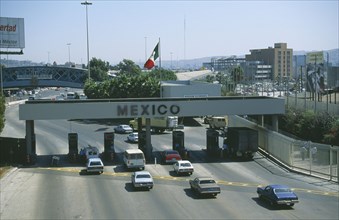 USA, California, Border, Border crossing check point into Mexico from the United States