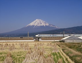 JAPAN, Honshu, Mount Fuji, Shinkansen Bullet Train