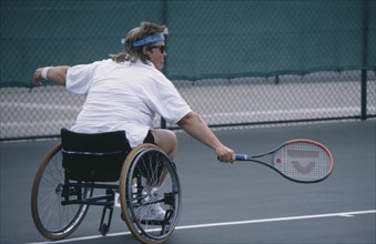 10037137 SPORT Ball Games Tennis Competitor on court at the British Open Wheelchair Tennis Championships 1993  Nottingham.