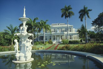 WEST INDIES, Jamaica , Kingston, Devon House with ornate fountain and water lily pond built by a
