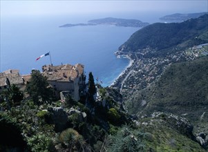 FRANCE, Alpes Maritimes, Coast, View from Eze looking down over Cap Roux with Cap Ferrat in the