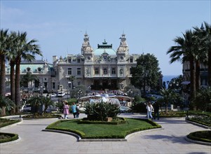 MONACO, Monte Carlo, Casino facade seen from formal gardens.