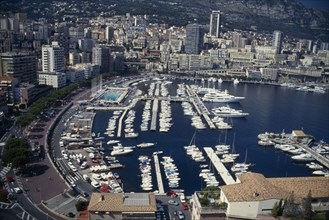 FRANCE, Cote d’Azur, Monte Carlo, Arial view over the harbour.