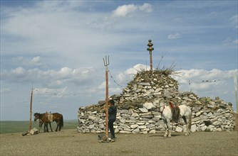 MONGOLIA, Religion, Buddhism, Obo Buddist Shrine