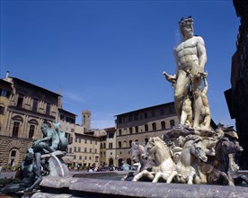 ITALY, TUSCANY Florence, " TUSCANY Florence    (7x6) Piazza della Signoria, Neptune Fountain,