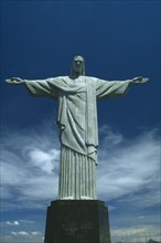 BRAZIL, Rio de Janeiro, Corcovado full length view of Christ The Redeemer statue