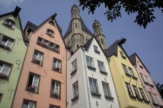 GERMANY, North Rhine Westphalia, Cologne, "Colourful, tall and narrow buildings in the Old City"
