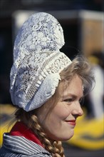 HOLLAND, People, Headress of woman in Dutch national costume
