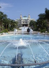 MONACO, Monte Carlo, The fountain leading up to the Casino in the background