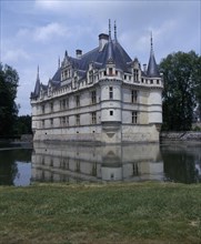 FRANCE, Loire Valley, Chateau Azay Le Rideau Chateau With Moat