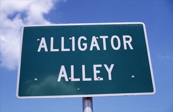 USA, Florida, Transport, Everglades Gator Sign