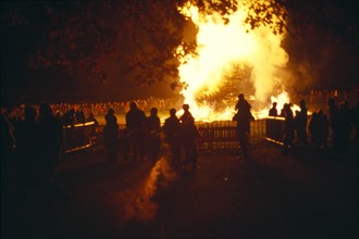 FESTIVALS, Guy Fawkes, People around bonfire.