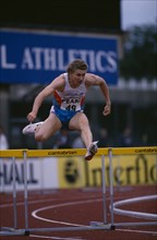10028034 SPORT Athletics Mens Hurdles Hurdler Bryan Whittle competing in 400 metre hurdles at Crystal Palace  London  England.