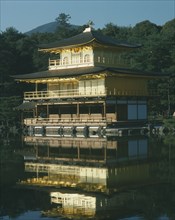 JAPAN, Honshu, Kyoto, Kinkakuji Temple Golden Pavilion originally the home of an Ashikaga Shogun