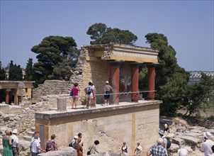 GREECE, Crete, Knossos Palace ruins with tourists