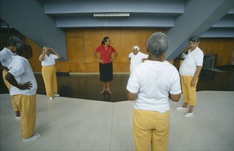 CUBA, Medical, Group of patients excercising in a Psychiatric Institute