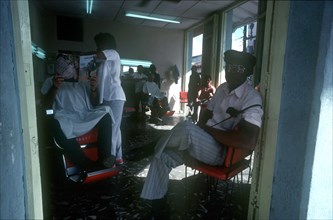 CUBA, Ciego de Avilar, Busy barbershop scene