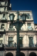 CUBA, Havana, Old Havana, Ornate lamp and old building detail