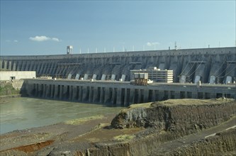 BRAZIL, Itapu Dam , Site of the largest single power station in the world built jointly by Brazil