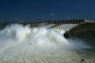 BRAZIL, Itaipu Dam, Water outflow with gushing water