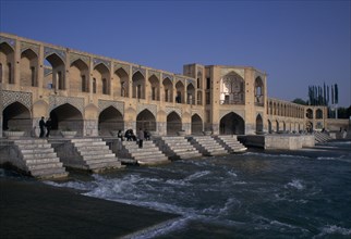 IRAN, Esfahan  , Khaju Bridge & weir over Zayande River