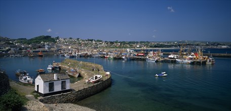 ENGLAND, Cornwall  , Newlyn, View over fishing boats and harbour