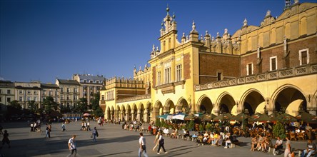 POLAND, Krakow, Rynek Glowny or Grand Square and the sixteenth century Renaissance Cloth Hall lined