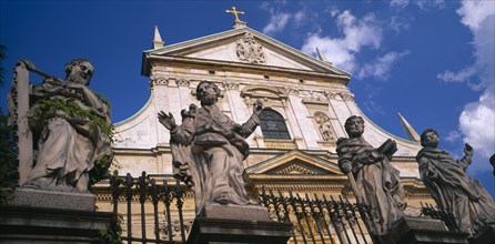 POLAND, Krakow, Chuch of St Peter and St Paul.  Detail of exterior facade and statuary.