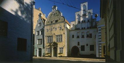 LATVIA, Riga, Extrerior of the Three Brothers.The Oldest houses in Riga