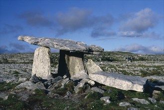 EIRE, Co Clare, Dolmen , Standing stones in a rocky landscape