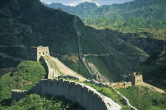 CHINA, Simatai, The Great Wall, View along the Wall and surrounding countryside