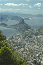 BRAZIL, Rio de Janeiro, View over Rio toward Sugar Loaf Mountain from Corcovado Mountain