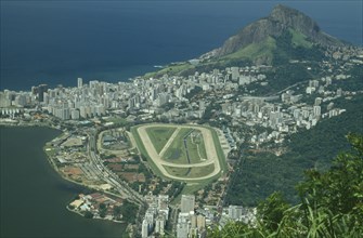 BRAZIL, Rio de Janeiro, General aerial view towards Joqui Clube and Leblon