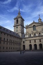 SPAIN, Madrid, El Escorial, Exterior facade of San Lorenzo El Escorial palace and monastery complex