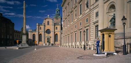 SWEDEN,  , Stockholm, The Royal Palace with Sentry on duty