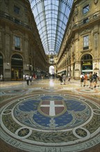 ITALY, Lombardy , Milan, Galleria Vittorio Emanuele II shopping arcade interior with arched glass
