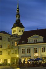 ESTONIA, Tallinn, Old Town Square or Raekoja Plats at night