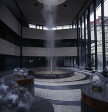 CZECH REPUBLIC, BOHEMIA , Karlovy Vary, Natural Spa interior fountain of steam Vridelni Kolonada