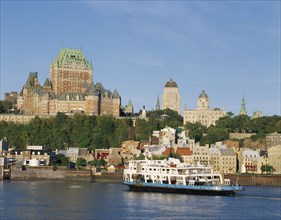 CANADA, Quebec Province, Quebec, General view of Chateau Frontenac overlooking St. Lawrence Seaway