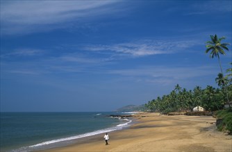 INDIA, Goa, Anjuna, View along near deserted beach