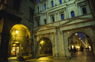 ITALY, Veneto, Verona , "Porta Borsari, Roman gateway at night."