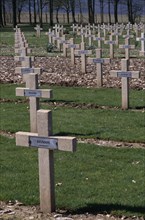 FRANCE, Nord Picardy, Somme, Thiepval.  French graveyard crosses of unknown soldiers.