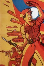 LAOS, Vientiane, Liberation poster at the Vientiane War Museum.