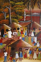 TANZANIA, Zanzibar Island, Art and Crafts, Colourful painting in the Tingatinga style named after