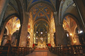 ITALY, Lazio, Rome, "Santa Maria sopra Minerva, 13th century Gothic church.  Interior view of