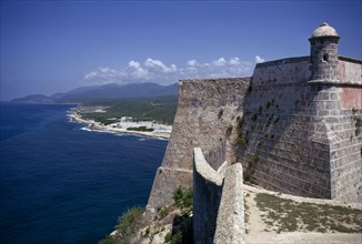 CUBA, Santiago, Mar Verde, The view along the coastlne from the battlements of El Morro castle