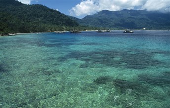 MALAYSIA, East Coast, Pulau Tioman Island, Panuba Bay.  View over clear water and coral garden