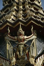 THAILAND, Bangkok, Grand Palace detail of roof with winged carving