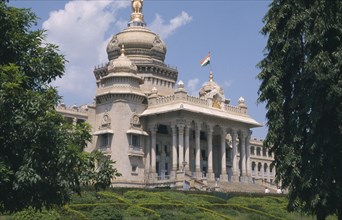 INDIA, Karnataka, Bangalore, "Vidhana Soudha, built in 1954 and housing the Secretariat and the