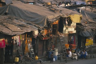 INDIA, Maharashtra, Mumbai, Slum housing.